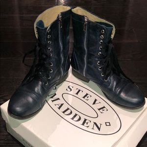 Navy Blue Steve Madden Combat Boots